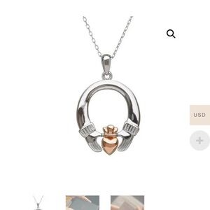 Silver and Rose Claddagh Pendant Necklace